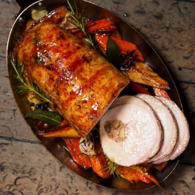 Chef-prepared Turkey Ballotine with Christmas Stuffing and Pancetta